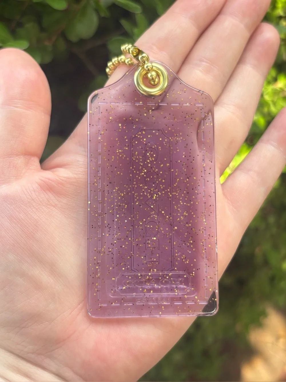 Vintage Coach Purple Gold Glitter XL Hang Tag